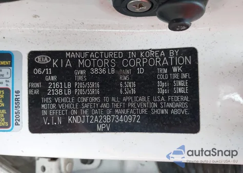 2011 Kia Soul + from USA, damaged, VIN KNDJT2A23B7340972